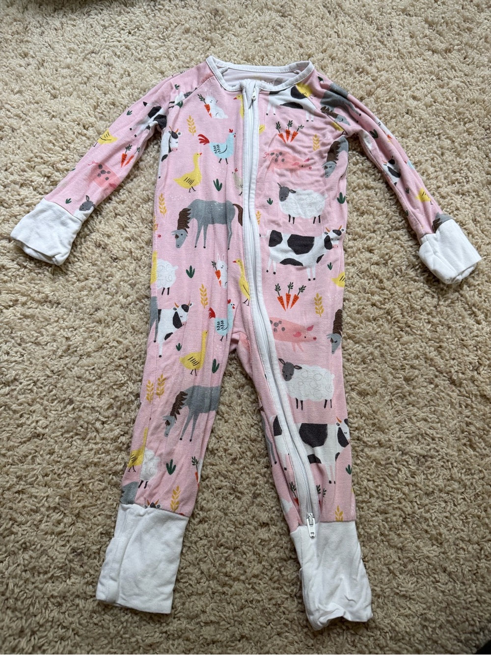 Little Sleepies Pink Farm Print